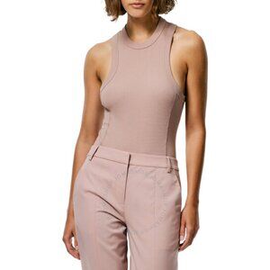 Tibi ribbed racerback bodysuit, XS, toffee, NWOT